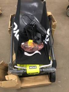 ONE 18V 16 in. Cordless Battery Walk Behind Push Lawn Mower - (1) 4.0 Ah Batteries & Charger by RYOBI- open box not used - not tested - see pictures