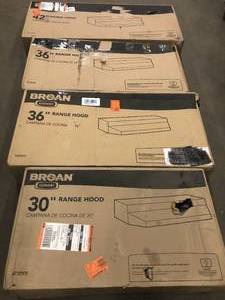 Mixed lot of Broan range hoods- mixed conditions & sizes