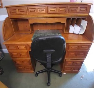 Vintage Roll Top Desk With Marble I...