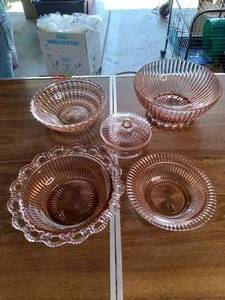 Vintage Pink Glassware See Photos...