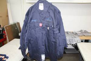 lot 196 image: Carhardtt FR Long Sleeve Button Up Shirt 3X-Large Blue with logo Emerson