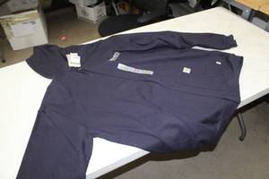 lot 233 image: Carhardtt FR Zip-Up Hooded Sweatshirt X-Large Blue with logo Nuverra Environmental Solutions