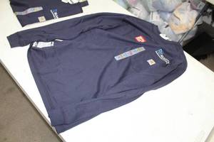 lot 214 image: Lot of ( 3 ) Carhardtt FR Long Sleeve T-Shirts Small Blue with logo Nuverra Environmental Solutions