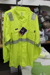 lot 255 image: Lapco FR Button Up Long Sleeve Shirt X-Large High-Visibility Yellow