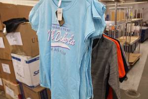 lot 928 image: Lot of ( 8 ) Ladies T-Shirts Large Light Blue with logo North Dakota