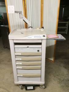 WOW MSRP $5000 Metro Lionville 800 Computer Workstation Medication Cart With 6 Drawers, Monitor Mount, Power Supply &amp 2 Slide Out Trays - Locks Removed - Built To Last A Lifetime&nbsp Nice Condition