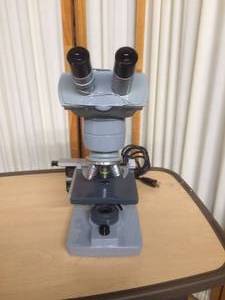 American Optical One-Fifty Power Light Up Binocular Microscope with 3 Objectives - Excellent Working Condition