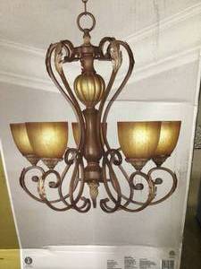 lot 34 image: Lot of 4 Hampton Bay Chateau Deville Chandeliers customer returns see all pictures