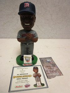 lot 127 image: AL NEWMAN MINNESOTA TWINS CENTRAL DIVISION CHAMPIONS BOBBLEHEAD DOLL, W CARD, TICKET STUB