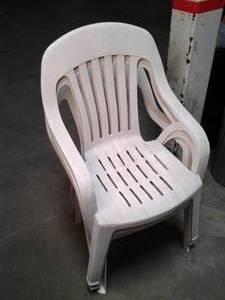 Stack of 3 outside patio chairs...