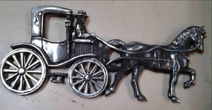 Silver toned metal horse-and-buggy ...