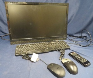 lot 30 image: VISIO TV MONITOR WITH REMOTE, DELL KEYBOARD, PLUS