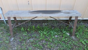 lot 53 image: VINTAGE METALWOOD BENCH