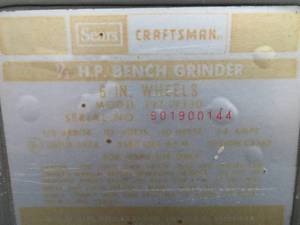 lot 75 image: CRAFTSMAN 13 HP BENCH GRINDER.