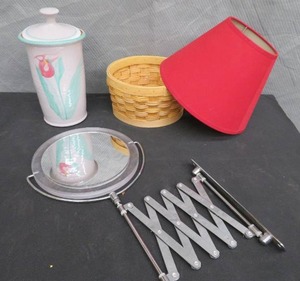 lot 128 image: MAKEUP MIRROR, MINNESOTA POTTERY JAR PLUS