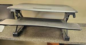 lot 45 image: airLIFT Workstation Ergonomic Dual Monitor Riser with Keyboard Tray and PhoneTablet Holder, Full, Black