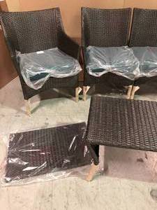 Style Well Terrace View 4-Piece Wicker Patio Conversation Seating Set with Green Cushions see all pictures