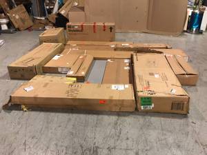 Pallets with assorted fireplaces and home decor items- missing pieces see pictures