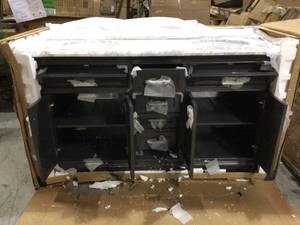 Home Decorator Collection Windlowe 61 in. W x 22 in. D x 35 in. H Bath Vanity in Gray with Carrara Marble Vanity Top in White Sink (see all pictures)