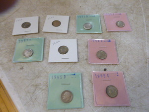lot 22 image: 9 Silver Dimes