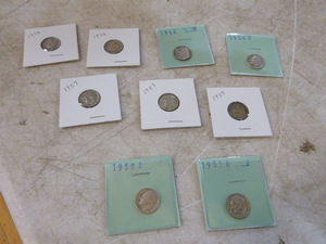 lot 23 image: 9 Silver Dimes