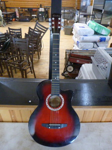 lot 142 image: Red Cowboy Acoustic Guitar