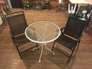 lot 58 image: Glass Top Table & 2 Chairs
