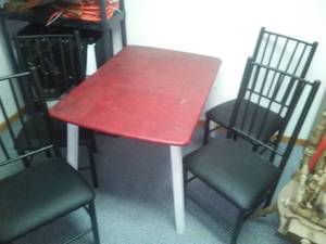 Wood table and 4 chairs.