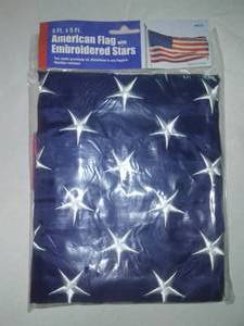 American Flag 3 x 5 ft. Embroidered Stars, New.
