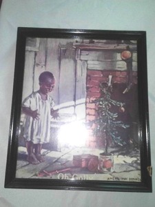Americana, Rare framed �Oh Golly� Christmas Wagon.