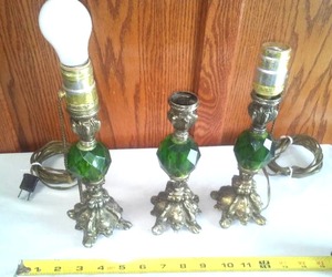 Vintage Emerald Green Lamps (2)