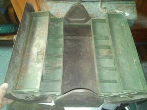 2 Vintage Metal Tool tackle boxes.