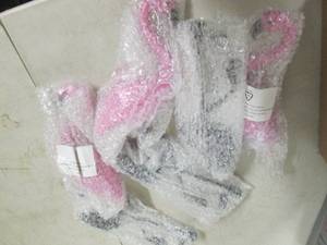 lot 141 image: 3 piece pink flamingo solar light s...