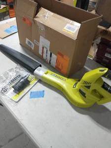 lot 59 image: RYOBI ONE 18V 150 MPH 200 CFM Cordless Battery Hybrid Leaf BlowerSweeper (Tool Only)