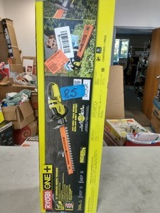 lot 85 image: RYOBI ONE 18V 22 in. Cordless Battery Hedge Trimmer (Tool Only)