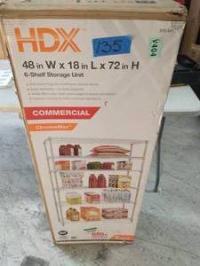 lot 135 image: HDX Chrome 6-Tier Heavy Duty Metal Wire Shelving Unit (48 in. W x 72 in. H x 18 in. D)