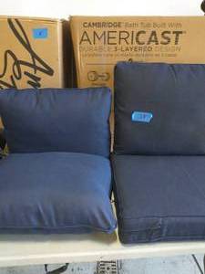 lot 38 image: 4 NAVY OUTDOOR SEAT CUSHIONS