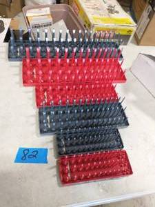 lot 82 image: HANSEN GLOBAL INC 3-Row Socket Holders in Red and Grey (6-Pack)