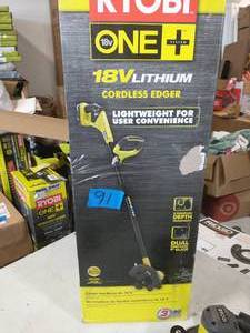 lot 91 image: RYOBI ONE 18V 9 in. Cordless Battery Edger with 2.0 Ah Battery INCLUDED