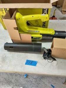 lot 118 image: RYOBI ONE 18V 90 MPH 250 CFM Cordless Battery Leaf Blower with 4.0 Ah Battery and Charger