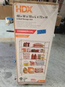 lot 133 image: HDX Chrome 6-Tier Heavy Duty Metal Wire Shelving Unit (48 in. W x 72 in. H x 18 in. D)