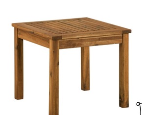 lot 9 image: Brown Square Acacia Wood Outdoor Side Table