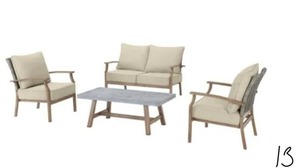 lot 13 image: Hampton Bay Beachside 4-Piece Rope Look Wicker Outdoor Patio Conversation Seating Set with CushionGuard Putty Tan Cushions