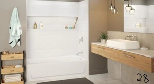 lot 28 image: Maui NexTile 30 in. x 60 in. x 76.5 in. Standard Fit Alcove Bath with Left-Hand Drain in White