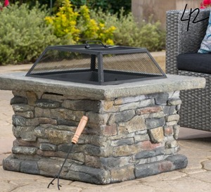 lot 42 image: NOBLE HOUSE Corporal 28.50 in. x 22.20 in. Square Natural Stone Fire Pit