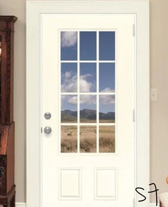lot 57 image: 36 in. x 80 in. 12-Lite Primed Steel Prehung Left-Hand Inswing Prehung Front Door with Brickmould