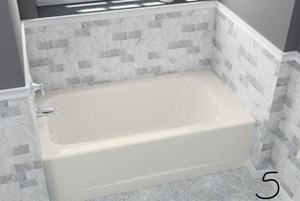 lot 5 image: American Standard  Cambridge 5 ft. x 32 in. Left Drain Soaking Bathtub in Linen