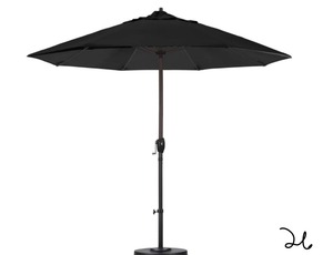 lot 26 image: 9 ft. Aluminum Auto Tilt Patio Umbrella in Black Olefin