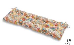 lot 39 image: GREENDALE HOME FASHIONS Jamboree Paisley Rectangle Outdoor Bench Cushion