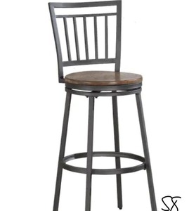lot 58 image: AMERICAN WOODCRAFTERS Filmore 25 in. Grey Swivel Counter Stool
